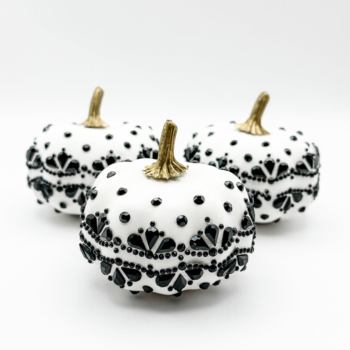 Tiny Pumpkin - Black Jeweled on White