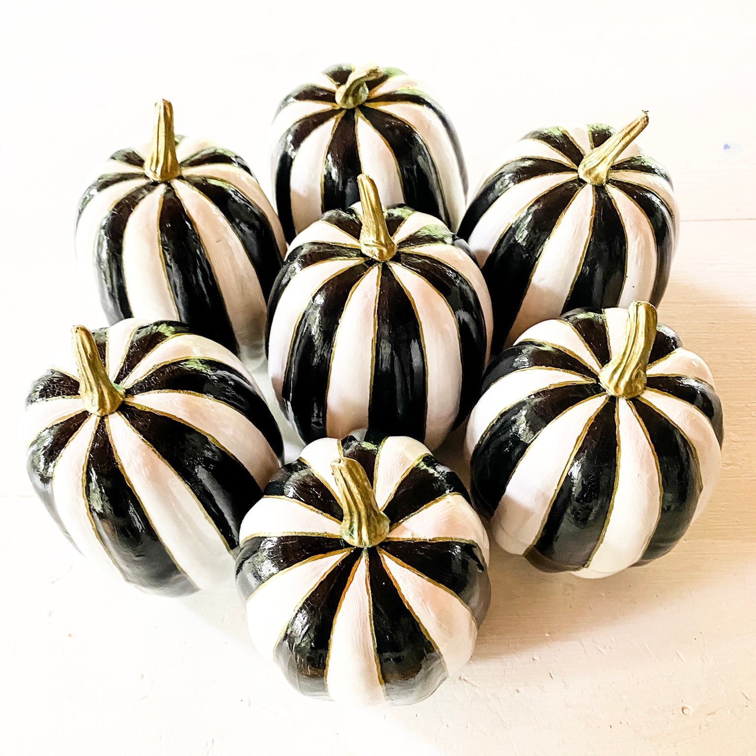 Black and White Stripe Pumpkin Needlepoint Ornament Jody Designs B227 