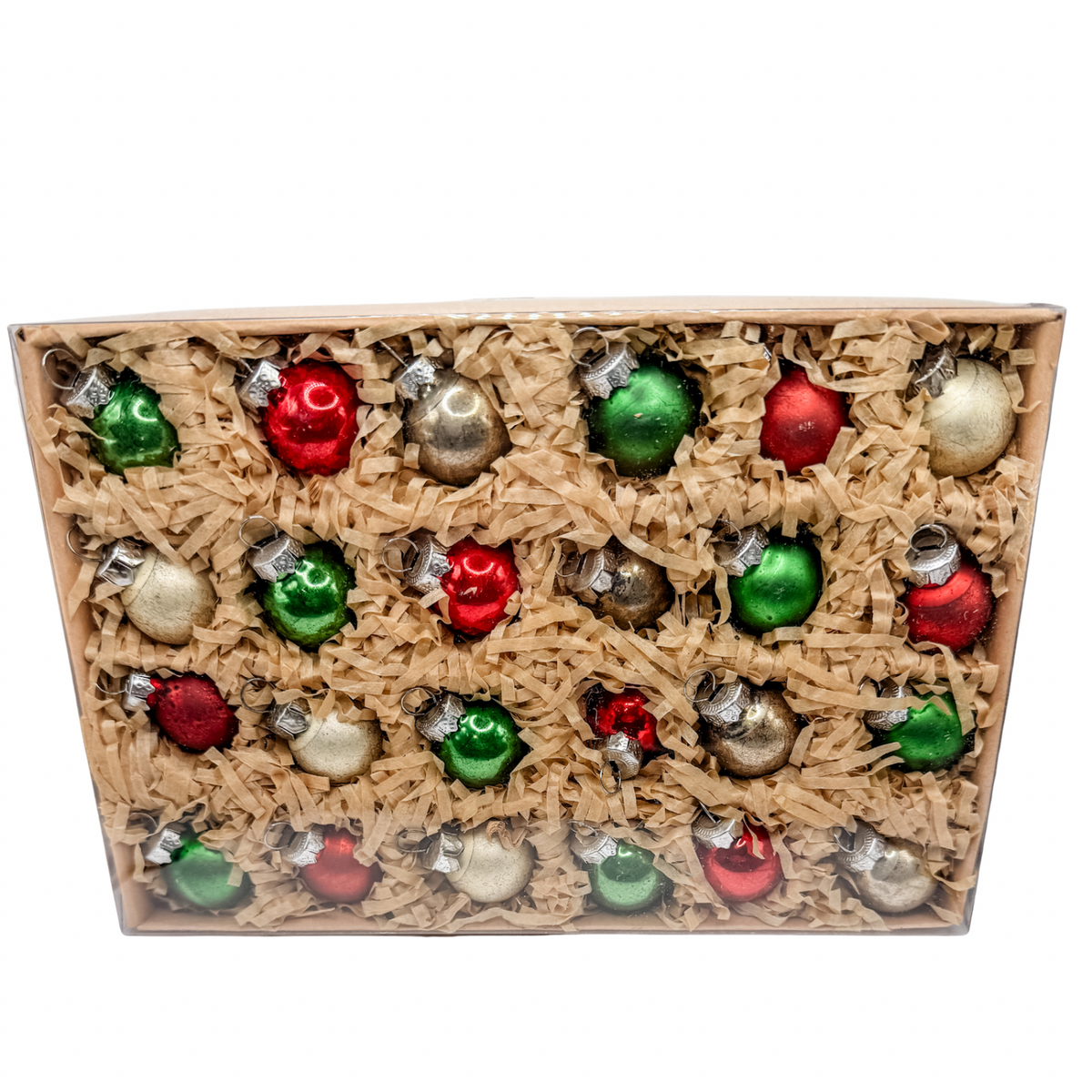 Glass Christmas Ornament Set of 24 - Miniature Multi Color