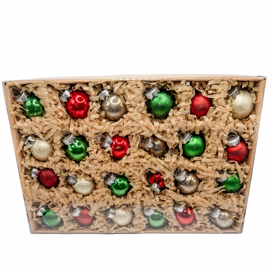 Glass Christmas Ornament Set of 24 - Miniature Multi Color