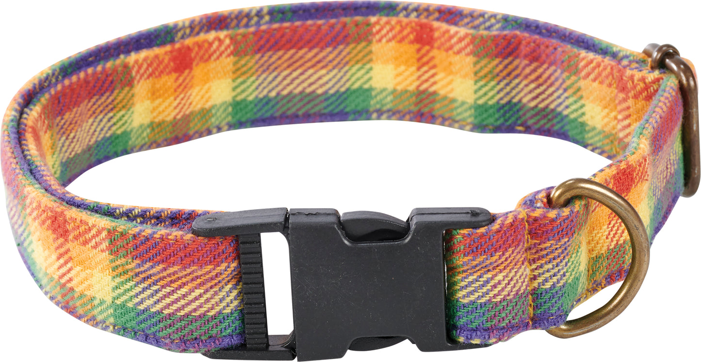 Dog Collar - Rainbow Plaid