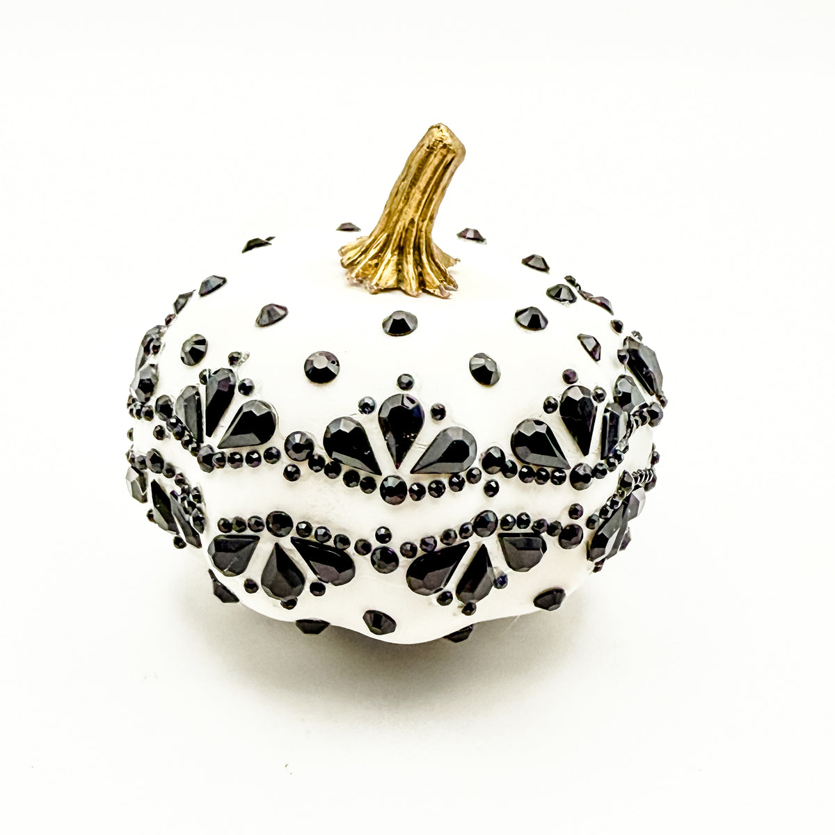 Tiny Pumpkin - Black Jeweled on White