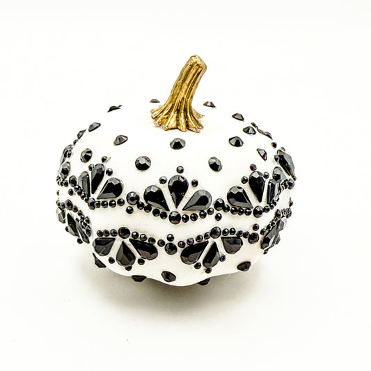 Tiny Pumpkin - Black Jeweled on White