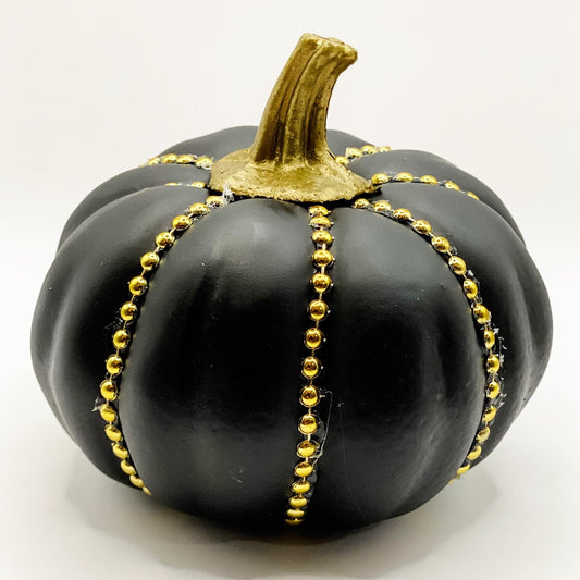 Small Pumpkin - Black Gold Beaded