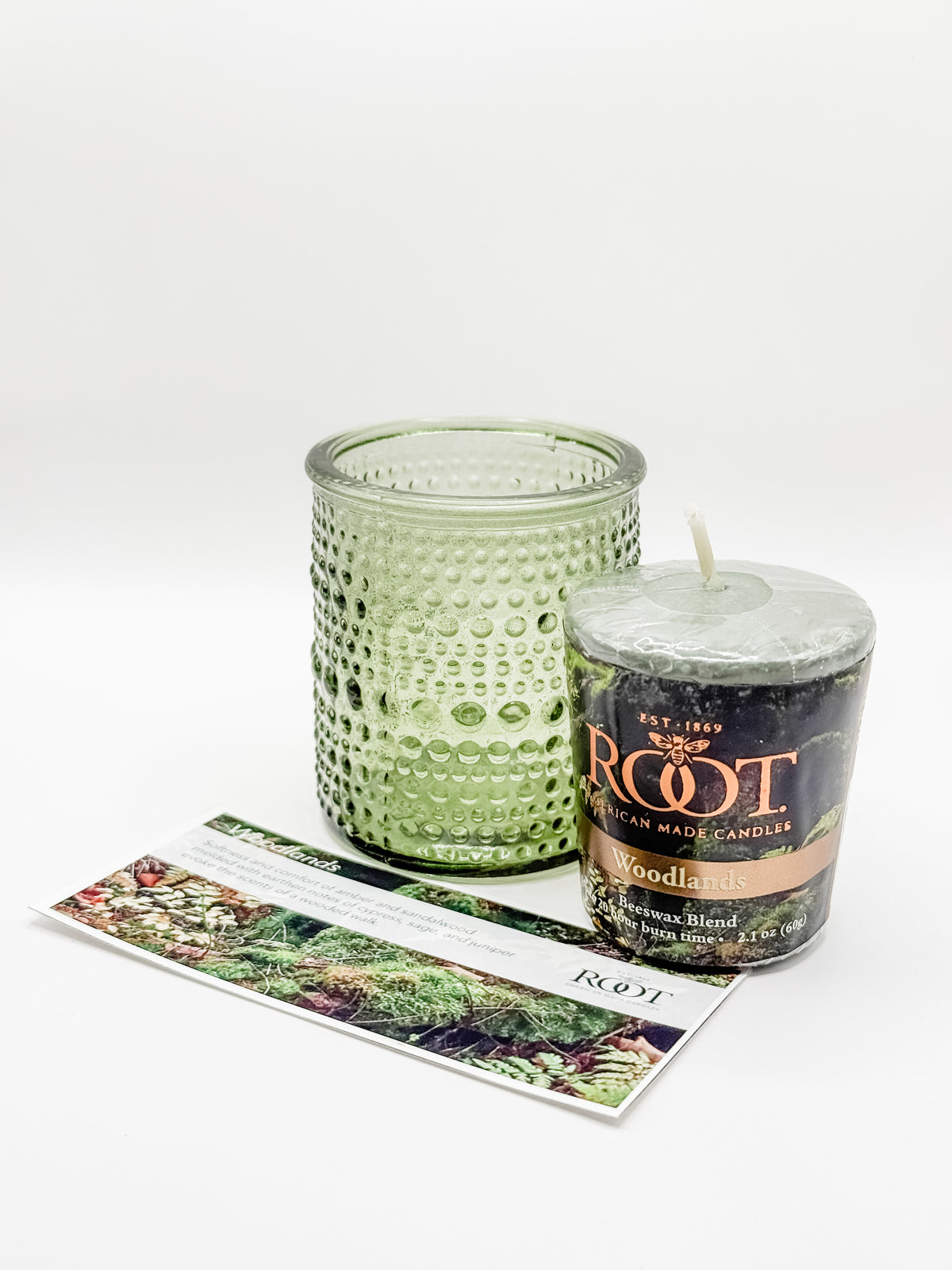 Root Candle - Woodland - Glass Votive and Candle bundle