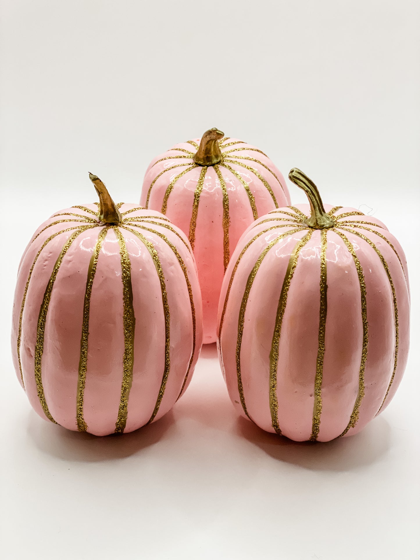 Small Pumpkin - Pink with Gold Glitter Pinstripe