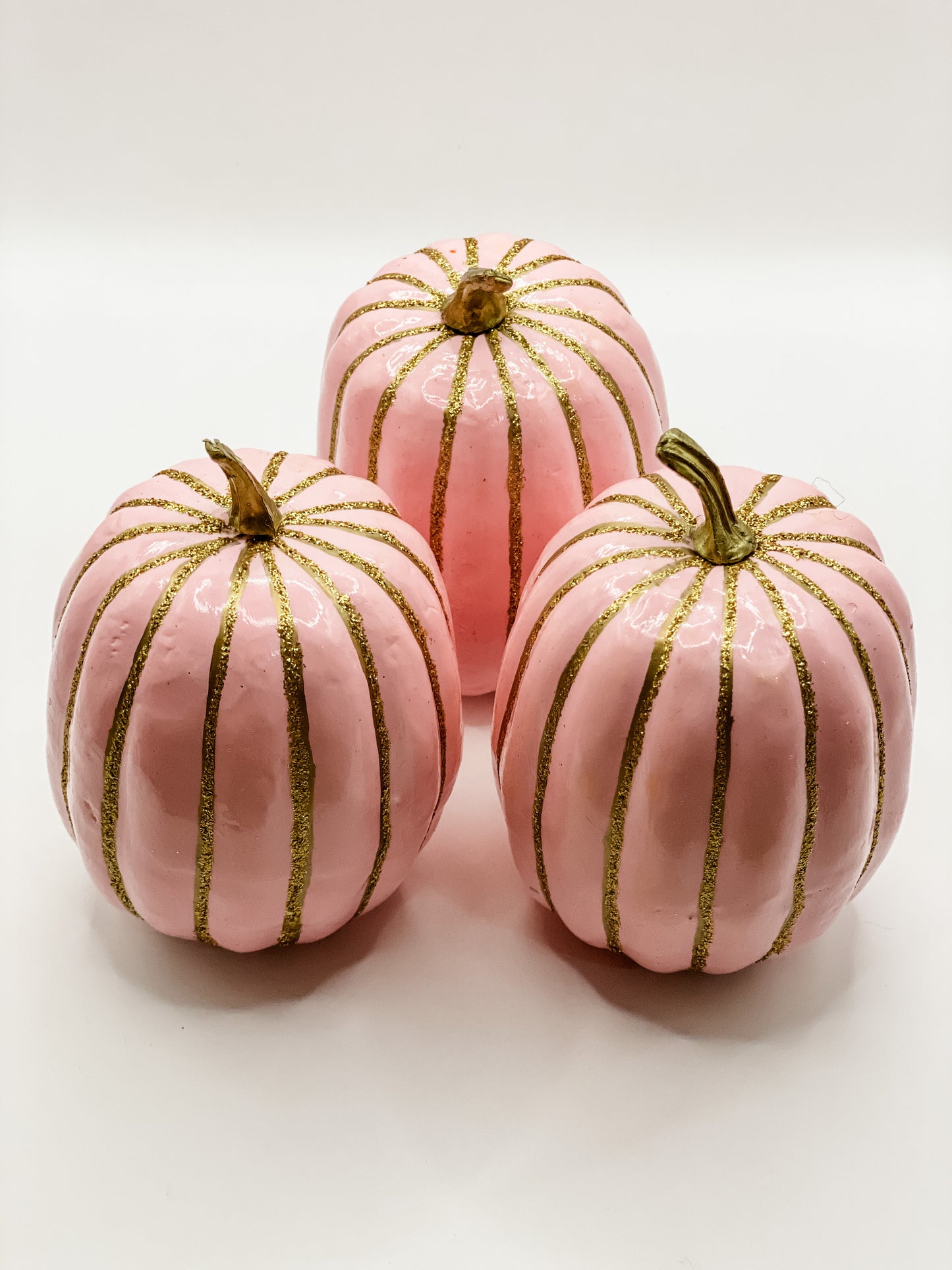 Small Pumpkin - Pink with Gold Glitter Pinstripe